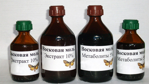 Wax moth extract is made in different concentrations by beekeepers themselves