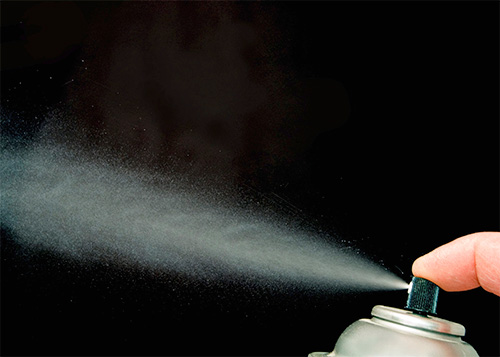 Gli aerosol ti consentono di distruggere rapidamente le tarme in un armadio o in un appartamento