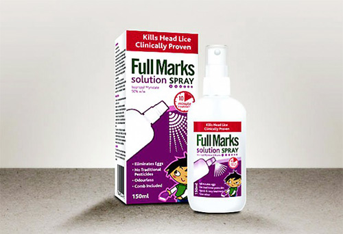 Spray Full Marks är bekvämare att använda än en lösning, men du måste arbeta med det särskilt noggrant