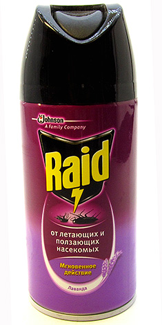 Репелентът за насекоми Raid се използва широко в бита и срещу дървеници