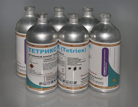 Професионален лек за дървеници Tetrix (Tetriex) има силно изразена неприятна миризма