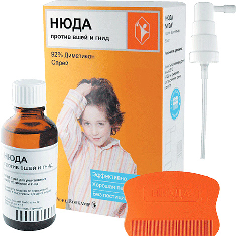 Le remède de Nyuda ne contient pas d'insecticides et son ingrédient actif est le silicone liquide - diméthicone.