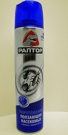 יש לטפל ב-Aerosol Raptor בקן של נמלים ביתיות ומשטחים שעליהם יכולים החרקים הללו לנוע