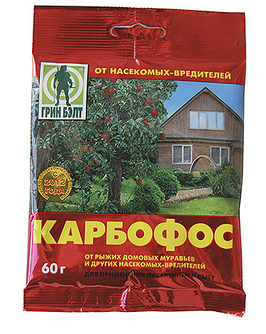 Karbofos vo forme riediaceho prášku je vo všeobecnosti zastaraný liek, aj keď dosť účinný.