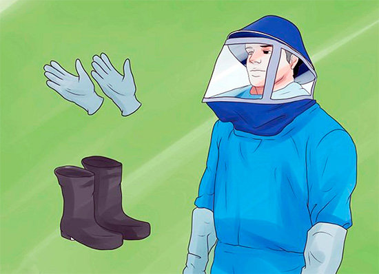 Quando rimuovi le vespe, per motivi di sicurezza, dovresti indossare indumenti stretti, guanti e una maschera da apicoltore.