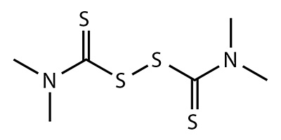 Thiuram (tetrametiltiuram disolfuro) - formula chimica